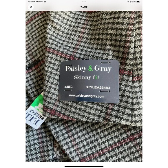 PAISLEY & GRAY Black/Gray Houndstooth Skinny Fit Blazer/Jacket 40 Reg 40R NEW - Picture 7 of 12